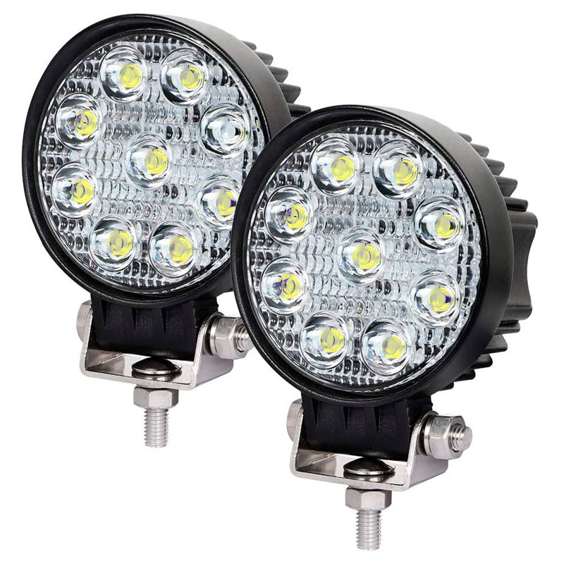 FAROS REFORZADOS 4" 9 LED BLANCO 12V-24V 27W REDONDO JUEGO