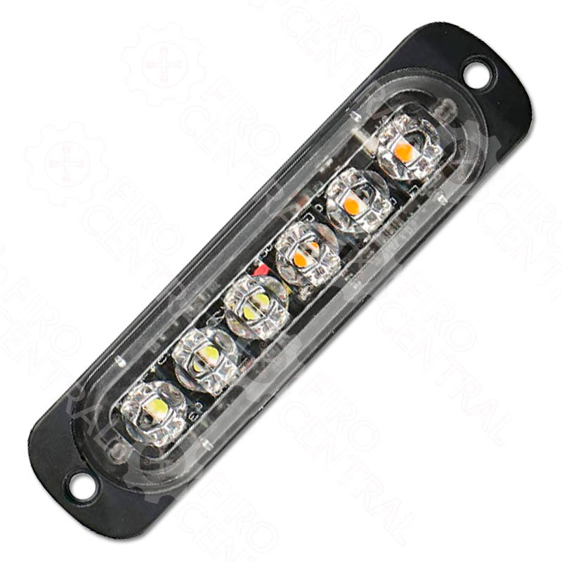 ESTROBO PLANO 6 LED 1X4" 12V-24V 3W AMBAR/BLANCO CRISTALINO  - Iluminación - - Firo Central