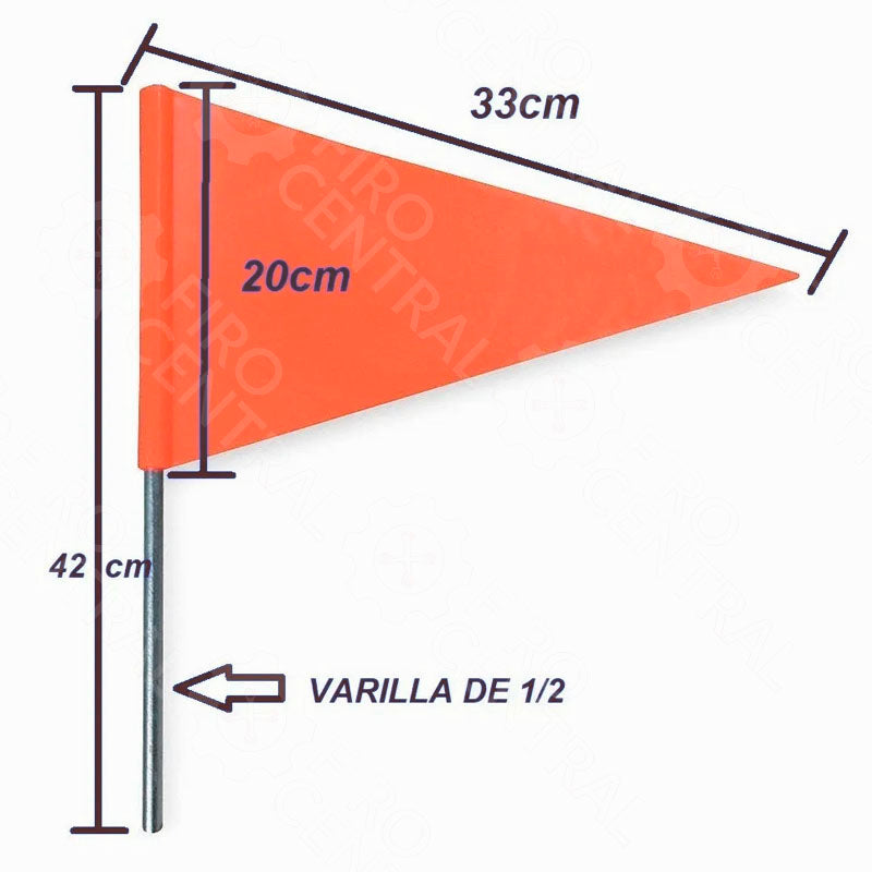 BANDERA PRECAUCION TRIANGULO NARANJA (BANDERION) REFORZADA  - Banderin - - Firo Central